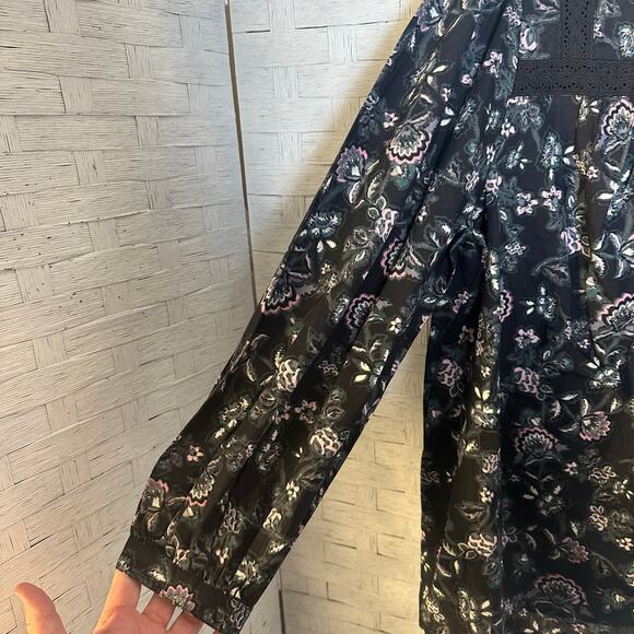 Lane Bryant womens blouse cottagecore eyelet ribbon embroidered bohemian plus SZ - Picture 4 of 10